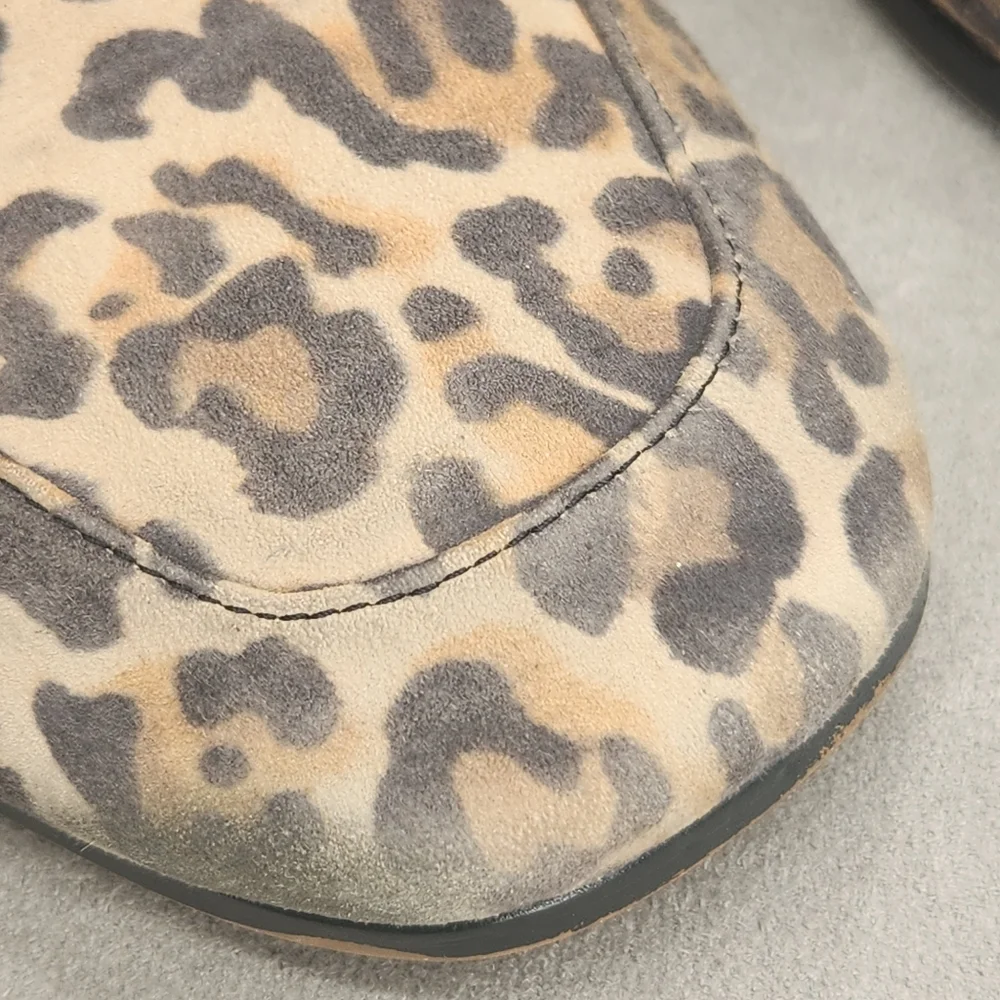 Kate Spade Loafers 8.5 Leopard Tan Leather Daphne Black Bow Logo Animal Print